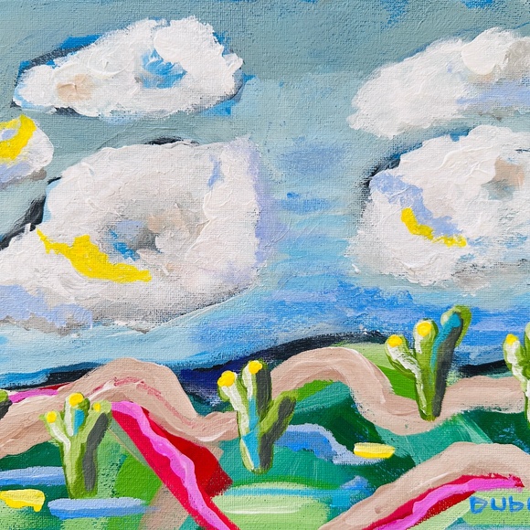 Original Abstract Southwest Cactus Landscape Painting One of a Kind - Picture 1 of 6